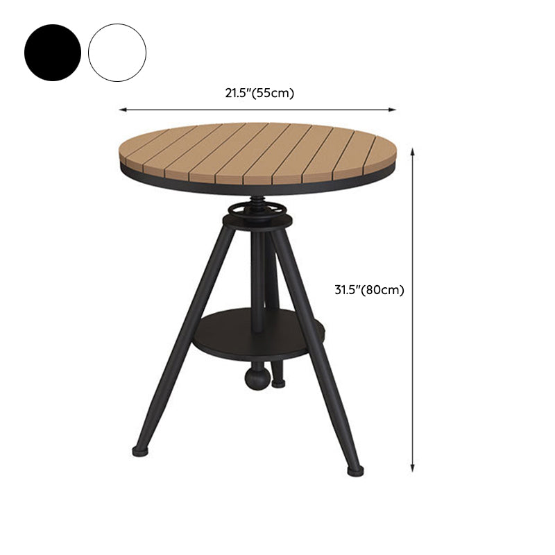 Metal and Wood Bistro Table Round Water Resistant Patio Table