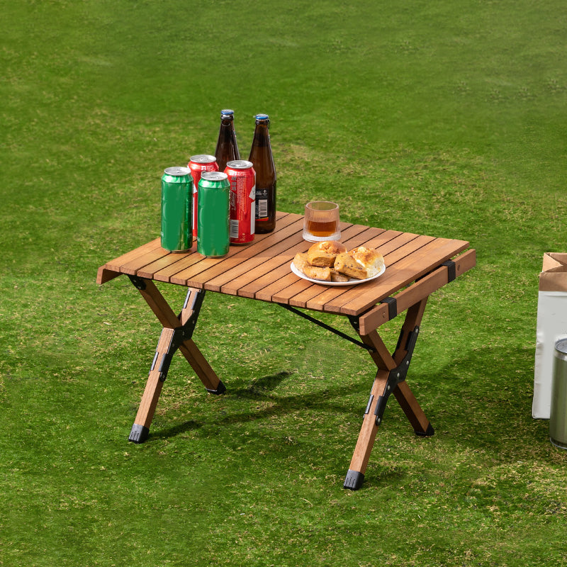 Industrial Solid Wood Folding Table No Natural Variation Rectangle Camping Table