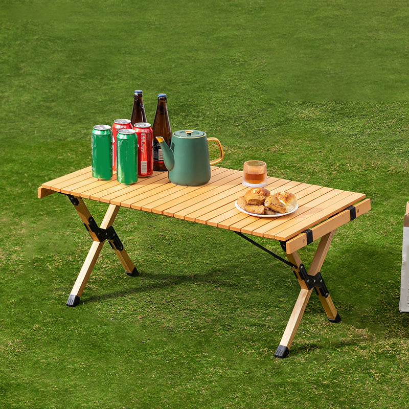 Industrial Solid Wood Folding Table No Natural Variation Rectangle Camping Table