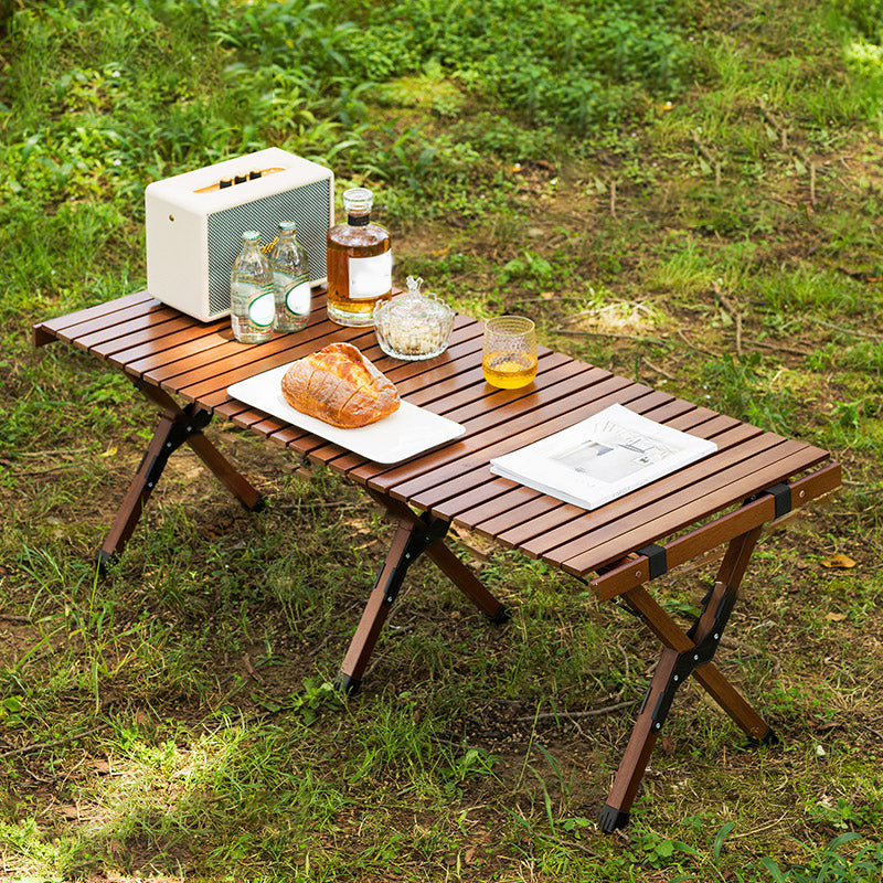 Industrial Solid Wood Folding Table No Natural Variation Rectangle Camping Table