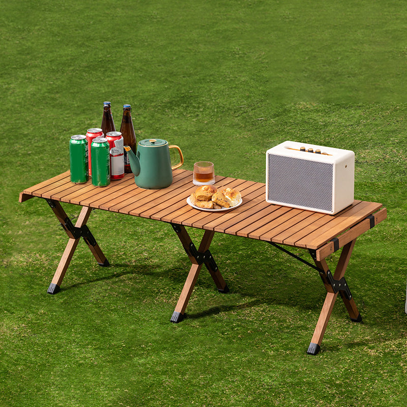 Industrial Solid Wood Folding Table No Natural Variation Rectangle Camping Table