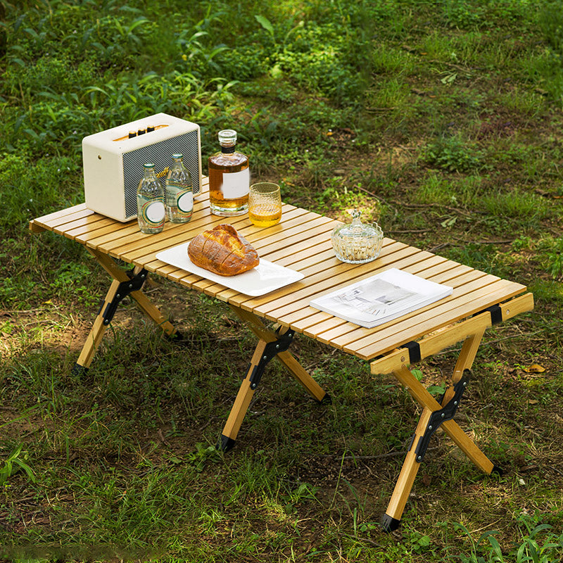 Industrial Solid Wood Folding Table No Natural Variation Rectangle Camping Table