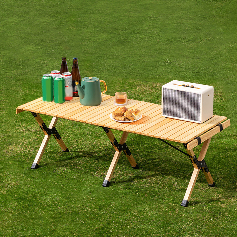 Industrial Solid Wood Folding Table No Natural Variation Rectangle Camping Table