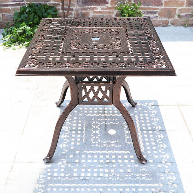 Dark Brown Boho Dining Table Set 1/5 Pcs Metal Outdoor Dining Set