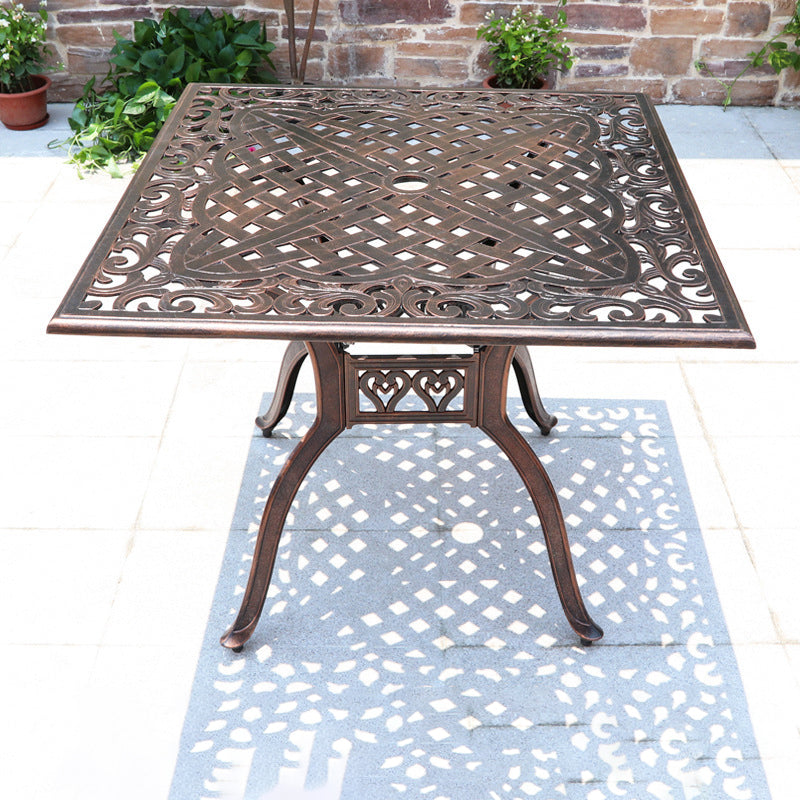 Dark Brown Boho Dining Table Set 1/5 Pcs Metal Outdoor Dining Set