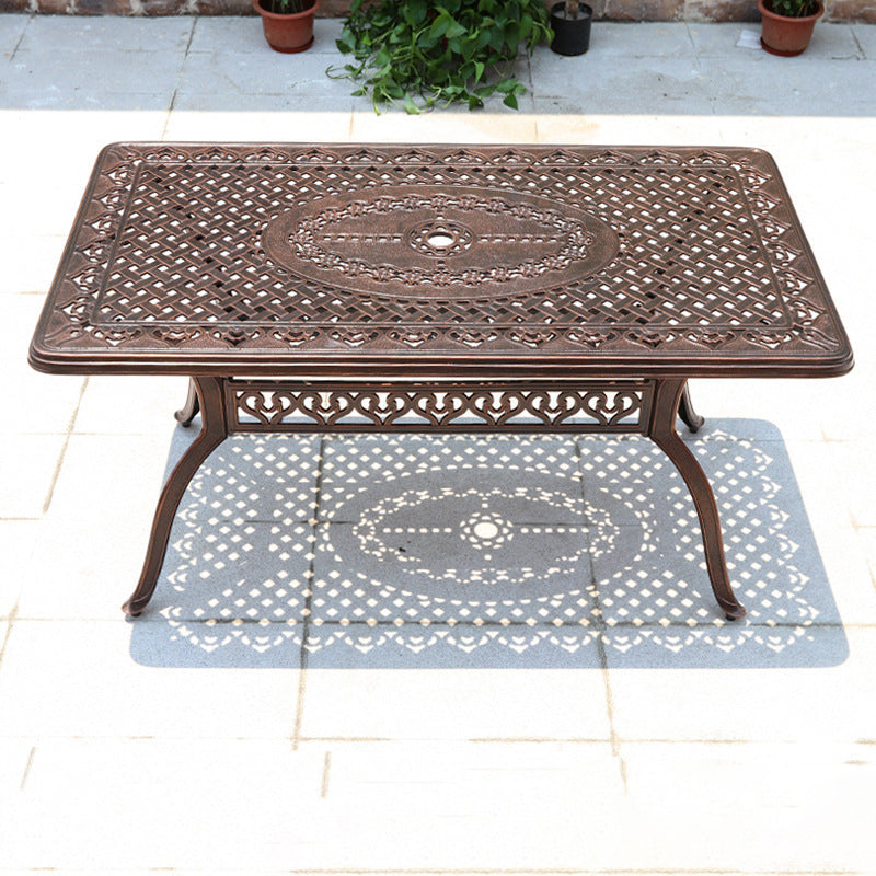 Dark Brown Boho Dining Table Set 1/5 Pcs Metal Outdoor Dining Set