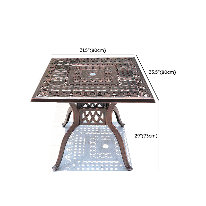 Dark Brown Boho Dining Table Set 1/5 Pcs Metal Outdoor Dining Set