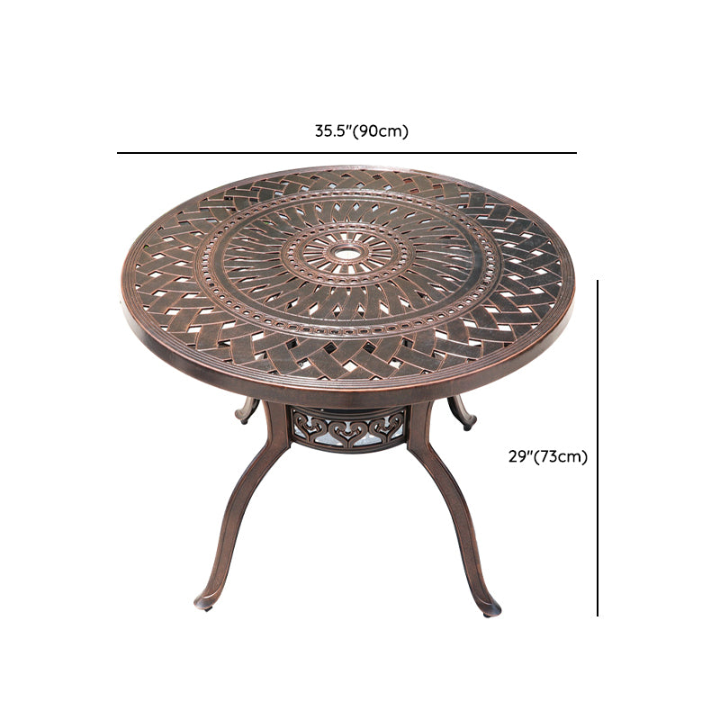 Dark Brown Boho Dining Table Set 1/5 Pcs Metal Outdoor Dining Set