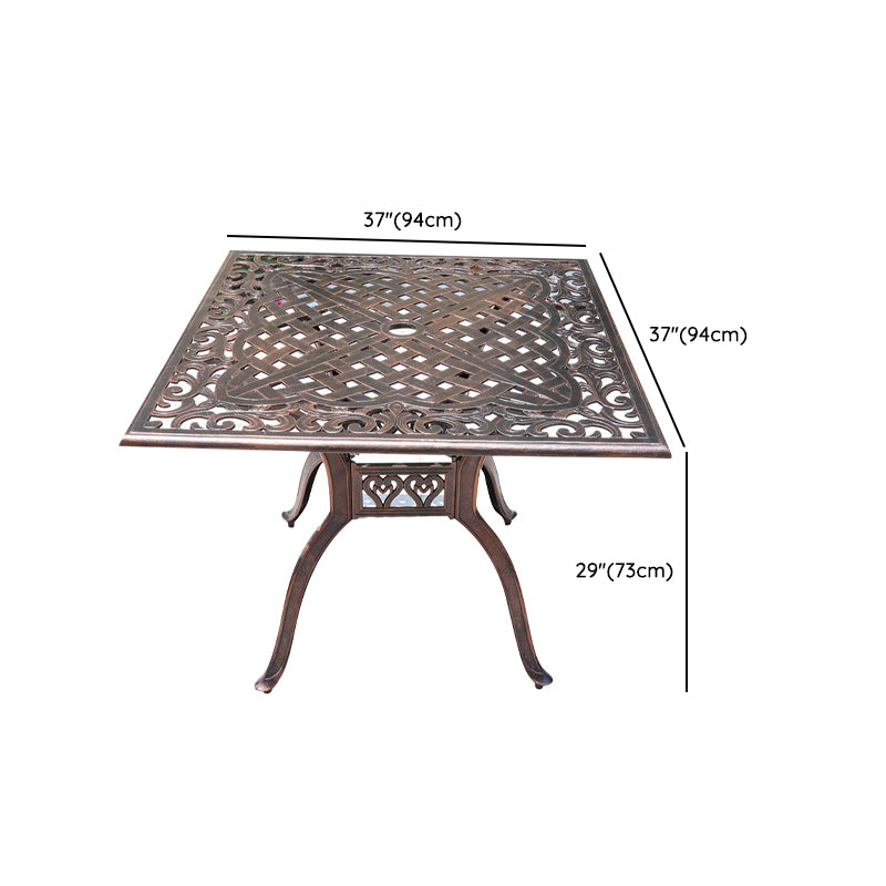 Dark Brown Boho Dining Table Set 1/5 Pcs Metal Outdoor Dining Set