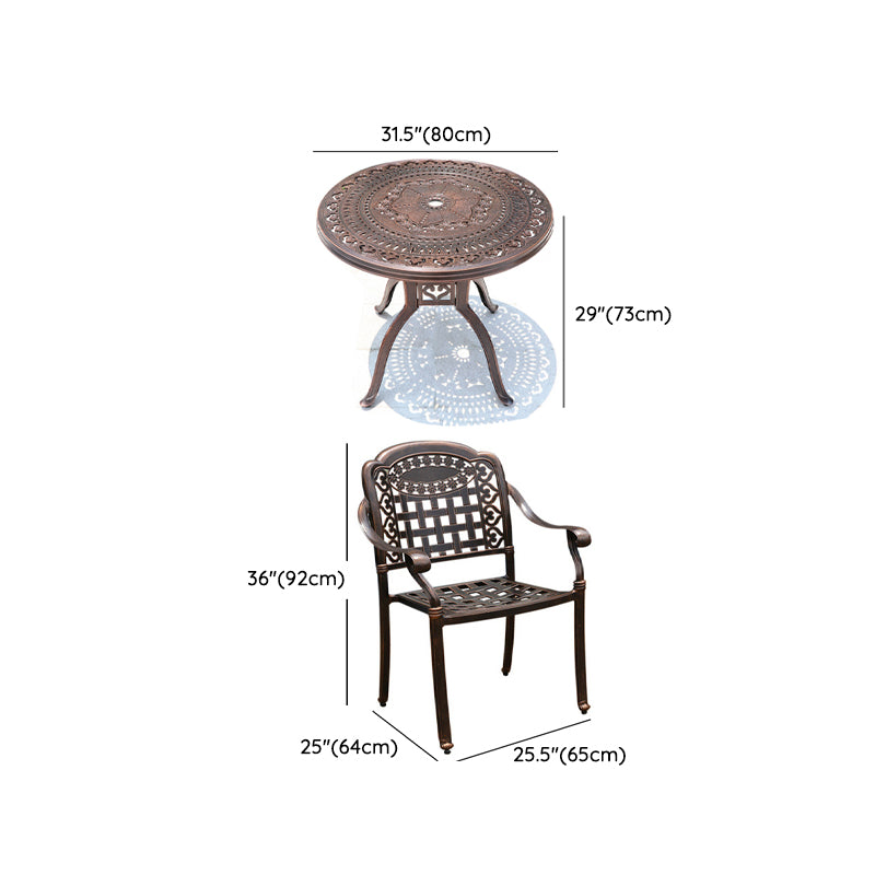 Dark Brown Boho Dining Table Set 1/5 Pcs Metal Outdoor Dining Set