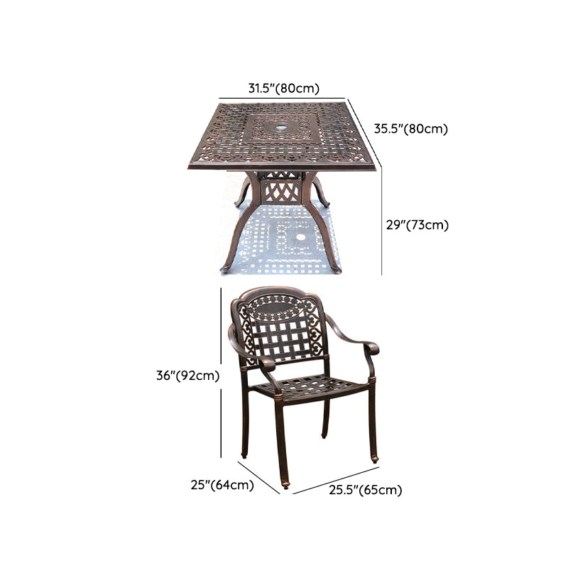 Dark Brown Boho Dining Table Set 1/5 Pcs Metal Outdoor Dining Set