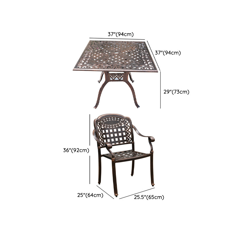 Dark Brown Boho Dining Table Set 1/5 Pcs Metal Outdoor Dining Set