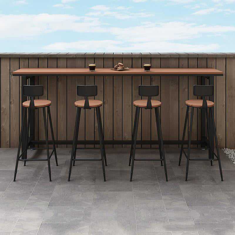 Industrial Rectangular Bar Set 1/2/5 Pcs Brown Faux Wood Bar Table Set