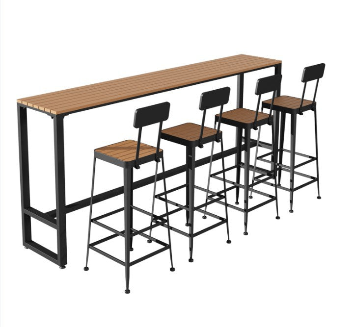 Rectangular Faux Wood Bar Table Set 1/2/5 Pcs Industrial Bar Set