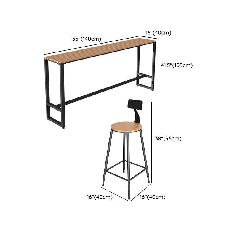 Rectangular Faux Wood Bar Table Set 1/2/5 Pcs Industrial Bar Set