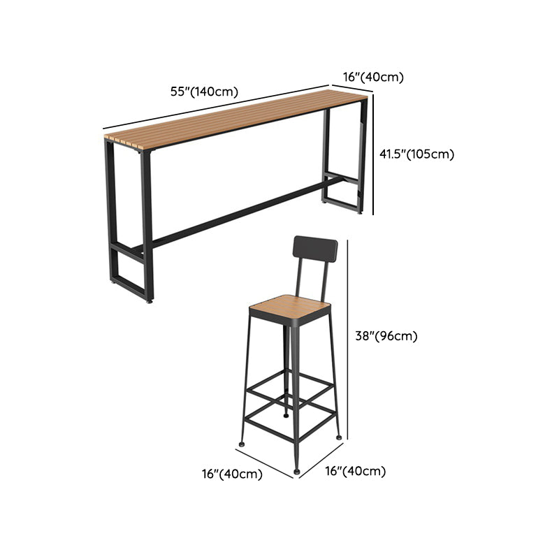 Rectangular Faux Wood Bar Table Set 1/2/5 Pcs Industrial Bar Set