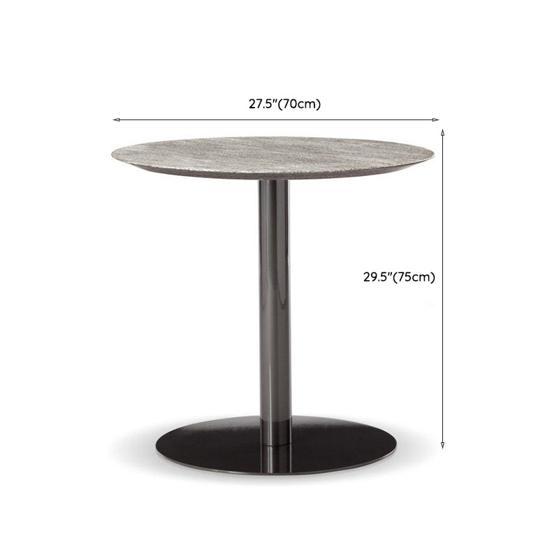 Industrial Round Stone Dining Table Set 1/2/3/5 Pcs Matte Finish Dining Set