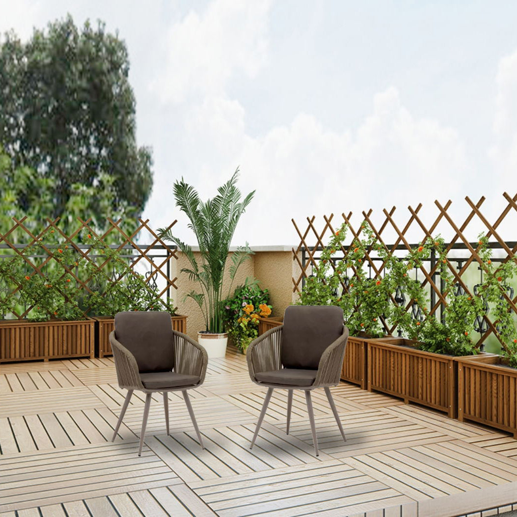 Outdoor Boho Dining Table Set 1/2/3/7 Pcs Metal and Stone Dining Set