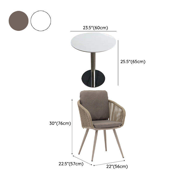 Outdoor Boho Dining Table Set 1/2/3/7 Pcs Metal and Stone Dining Set