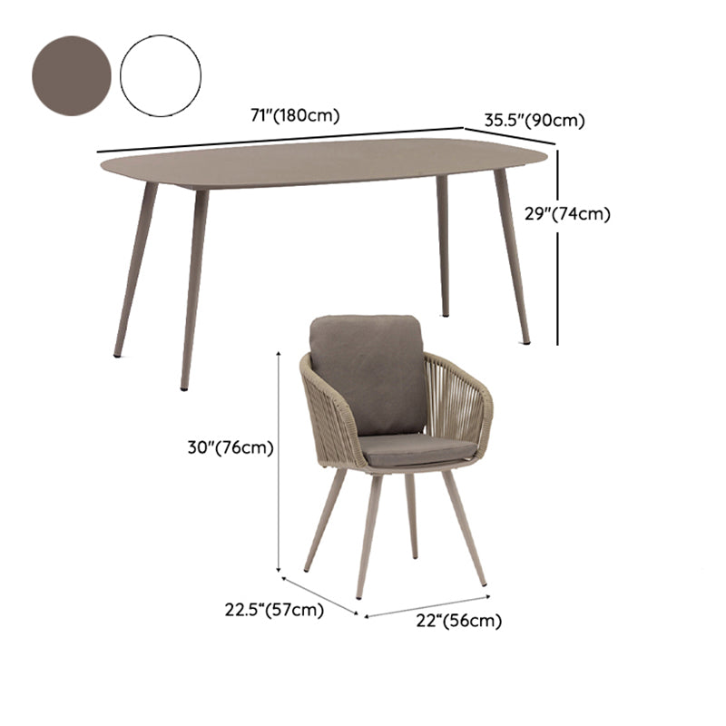 Outdoor Boho Dining Table Set 1/2/3/7 Pcs Metal and Stone Dining Set