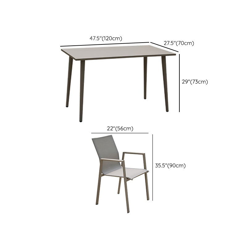 Boho Style Gray Dining Set Metal 1/5 Pieces Water Resistant Dining Set
