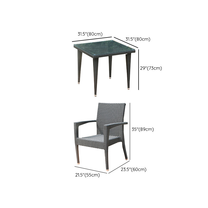 Modern Style Wicker Dining Set Wood Square 1/5 Pieces Dining Set