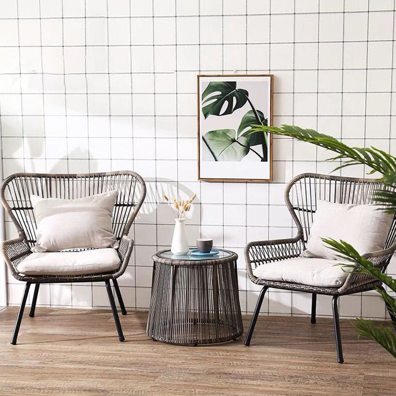 Modern Style Bistro Table Set Wicker 1/3 Pieces Bistro Set with Toss Pillow