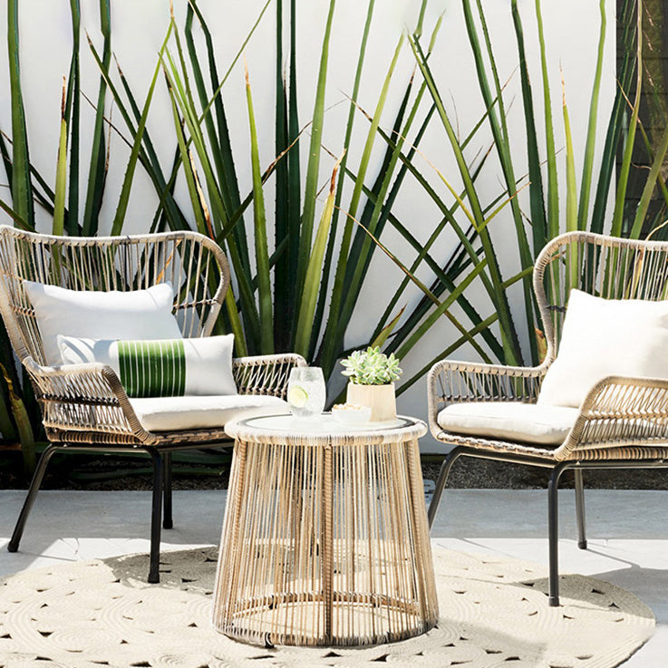 Modern Style Bistro Table Set Wicker 1/3 Pieces Bistro Set with Toss Pillow