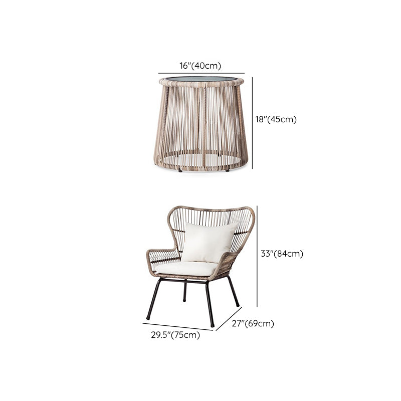 Modern Style Bistro Table Set Wicker 1/3 Pieces Bistro Set with Toss Pillow