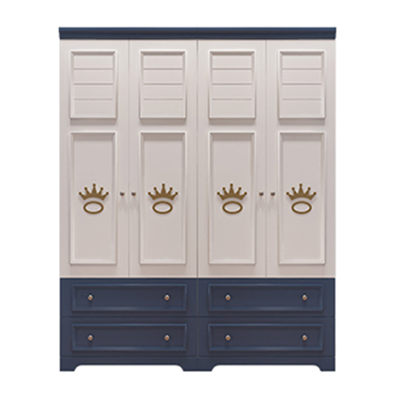 Modern Style Youth Armoire Wooden Bedroom Hanging Clothes Rack with Shelves