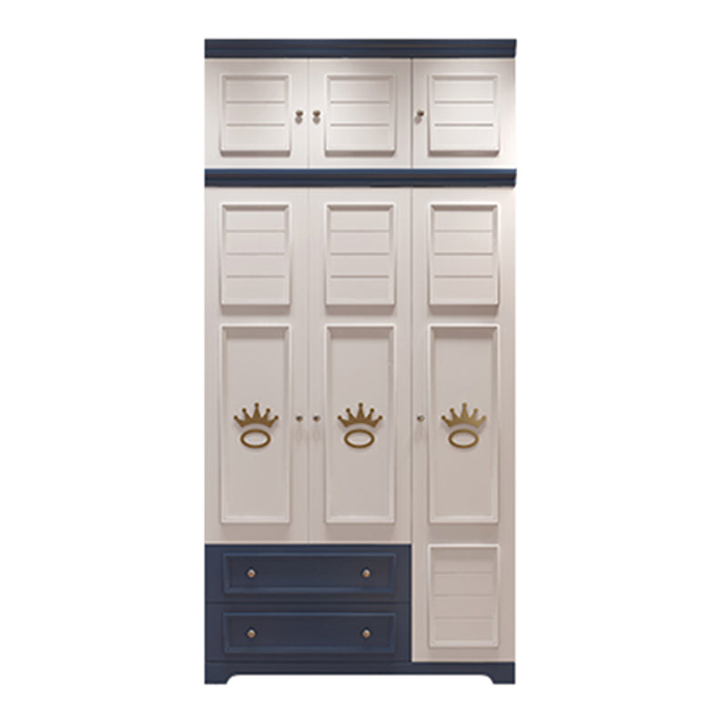 Modern Style Youth Armoire Wooden Bedroom Hanging Clothes Rack with Shelves