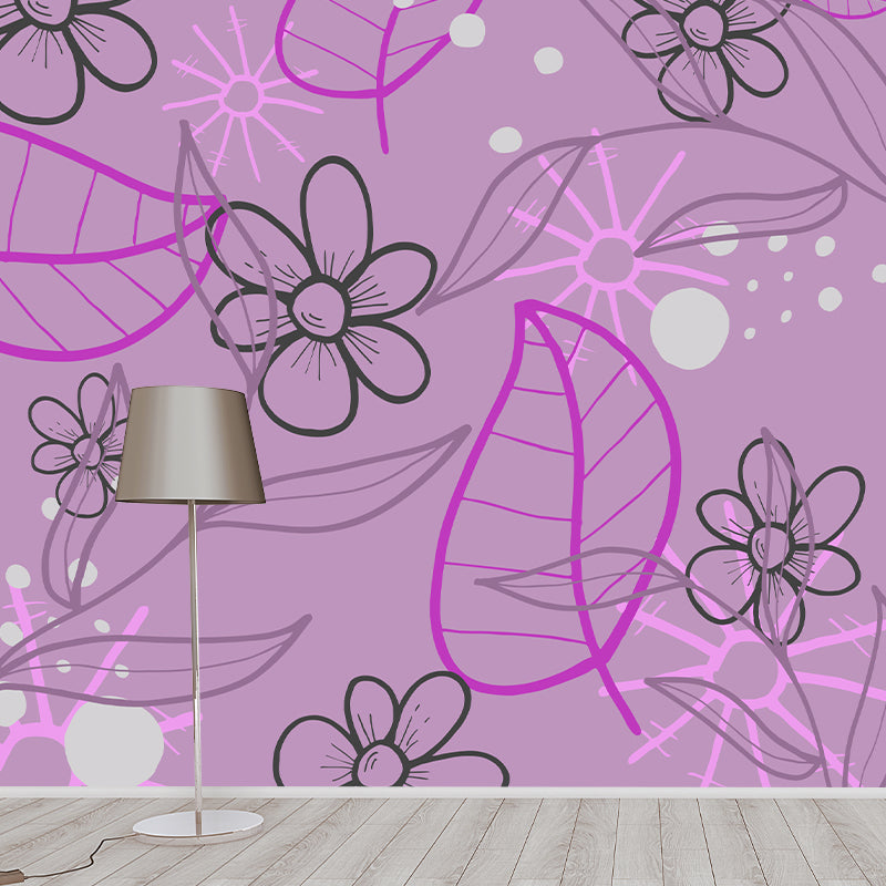 Plant Illustration Wall Mural Wallpaper Modern Style Bedroom Wall Mural