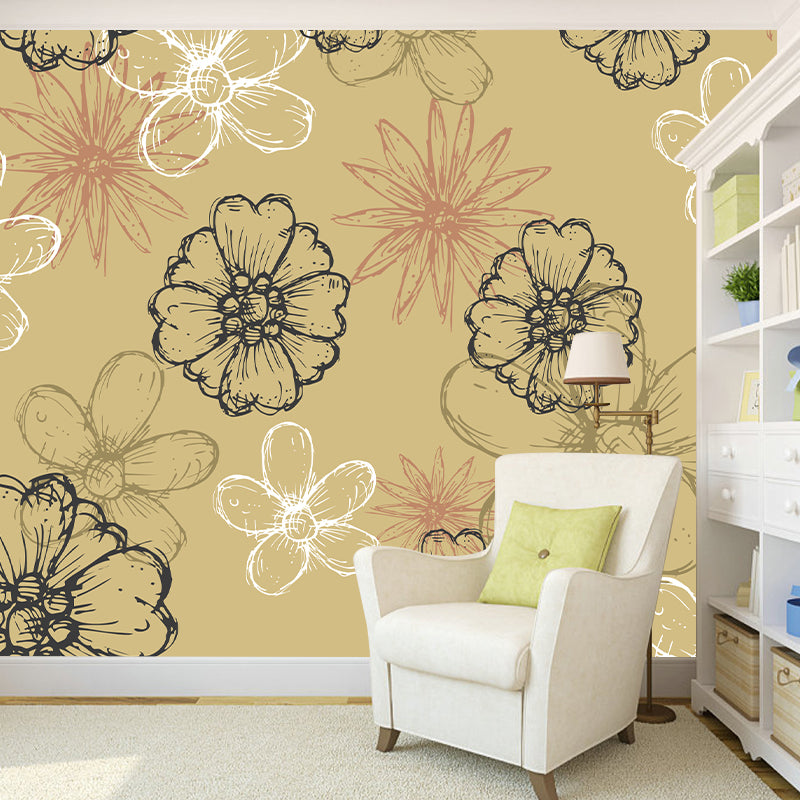 Plant Illustration Wall Mural Wallpaper Modern Style Bedroom Wall Mural