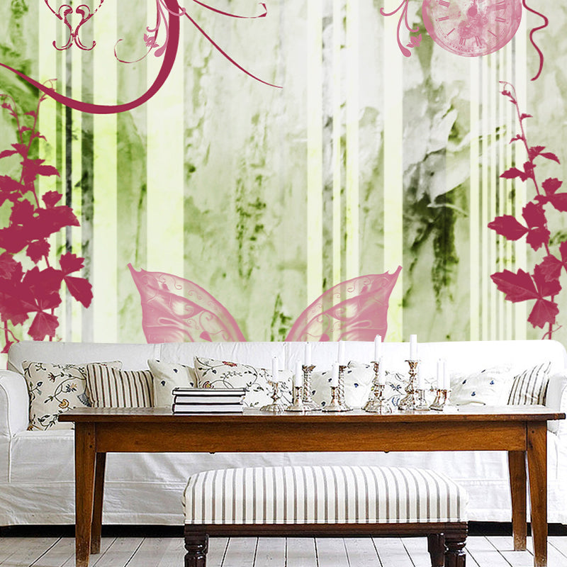 Illustration Stain Resistant Mural Wallpaper Butterfly Decorative Living Room Wall Mural