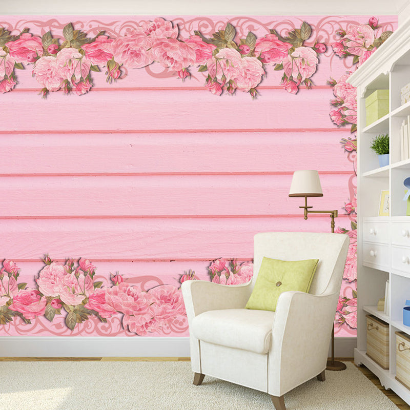 Illustration Stain Resistant Wallpaper Flowers Living Room Wall Mural