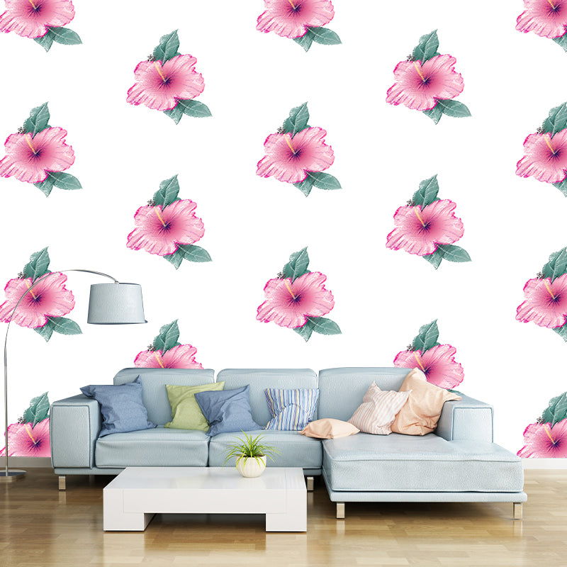 Illustration Stain Resistant Wallpaper Flowers Living Room Wall Mural