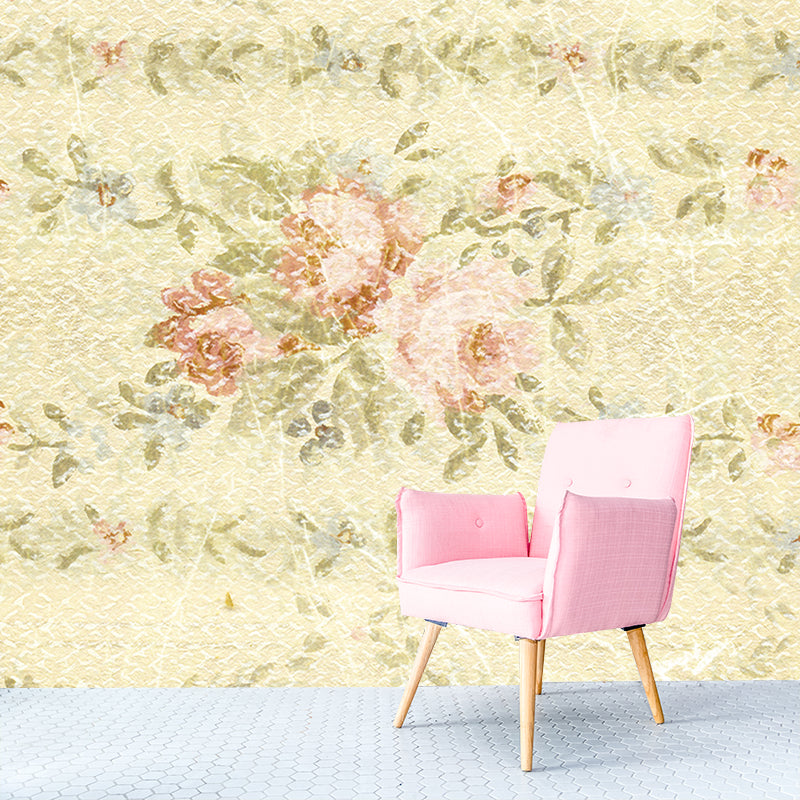 Environment Friendly Mural Wallpaper Flowers Illustration Indoor Wall Mural
