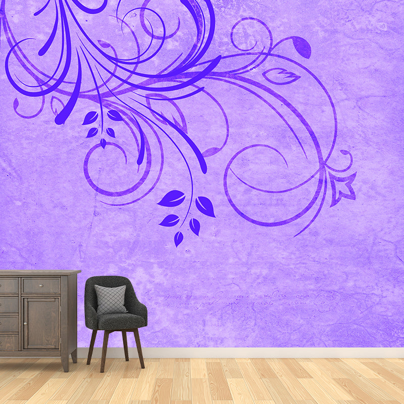 Environment Friendly Mural Wallpaper Flowers Illustration Indoor Wall Mural