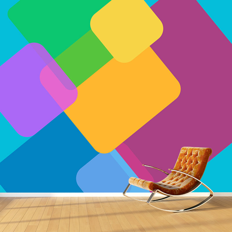 Geometry Illustration Mural Mildew Resistant Wallpaper Sleeping Room Wall Mural