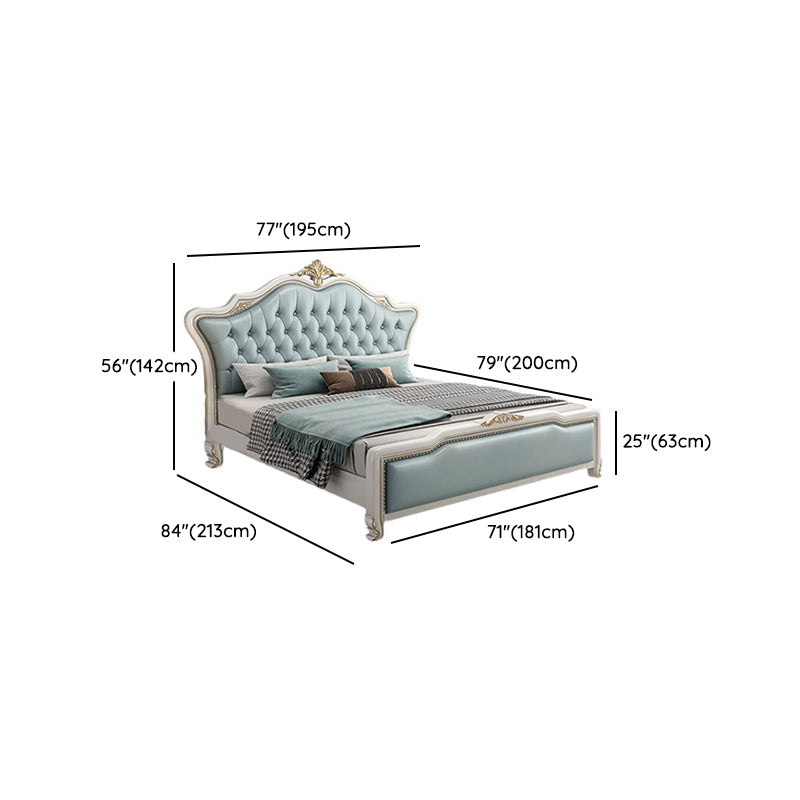 Glam Pine Wood Mattress Included with Headboard Camelback Panel Bed Frame