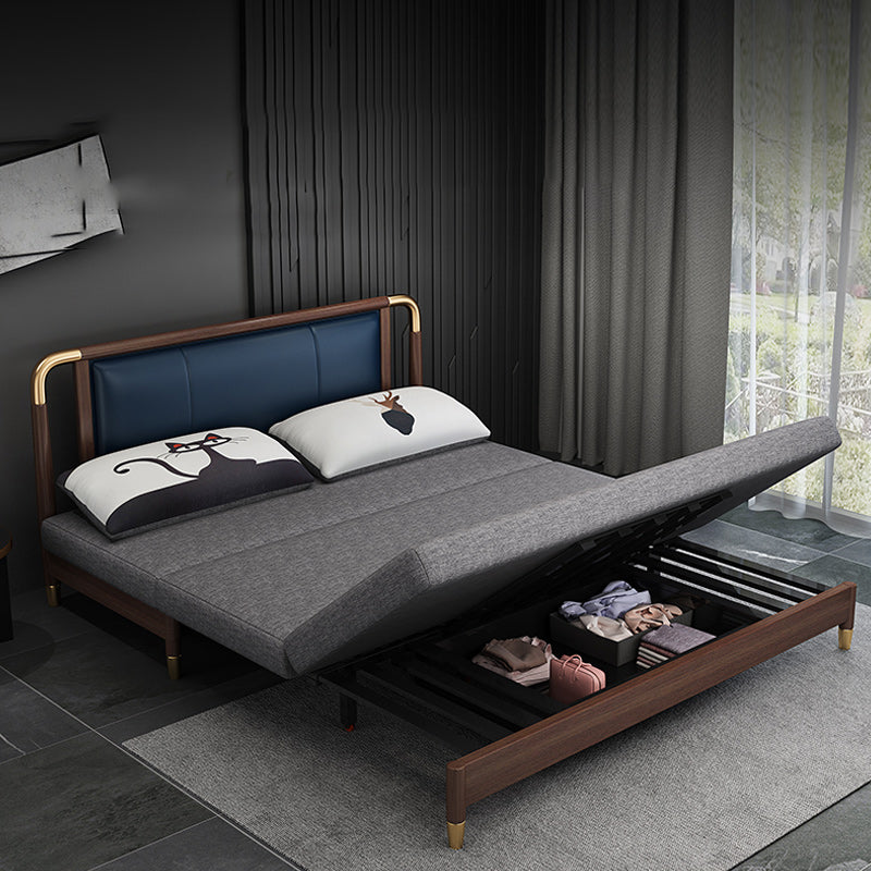 Modern Slipcovered Sofa Bed Solid Wood Upholstered Sofa Bed with Box