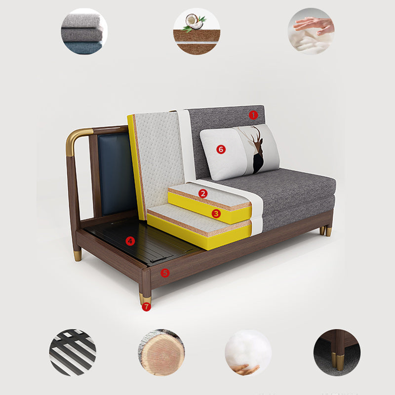 Modern Slipcovered Sofa Bed Solid Wood Upholstered Sofa Bed with Box