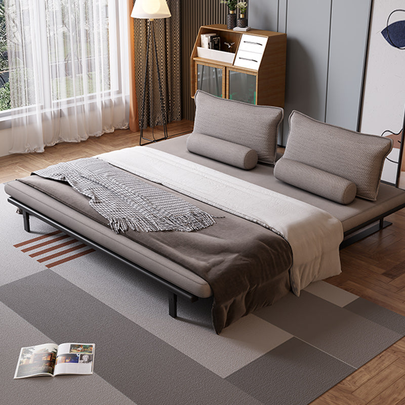 Modern Style Convertible Sofa Round Arm Upholstered Sofa Bed with Mattress