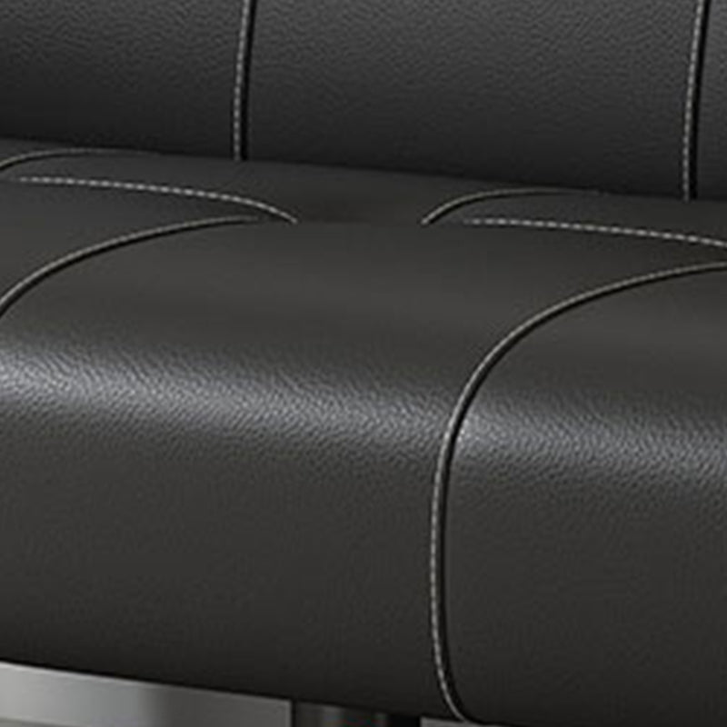 Contemporary Upholstered Sofa Bed PU Leather Convertible Sofa in Black