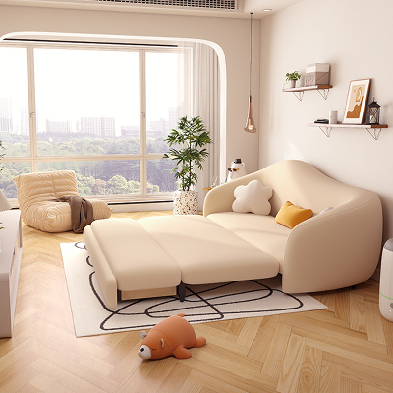 Upholstered Sleeper Sofa in Light Yellow Modernism Curved Sleeper Sofa