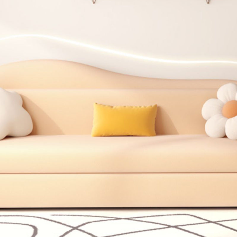 Upholstered Sleeper Sofa in Light Yellow Modernism Curved Sleeper Sofa