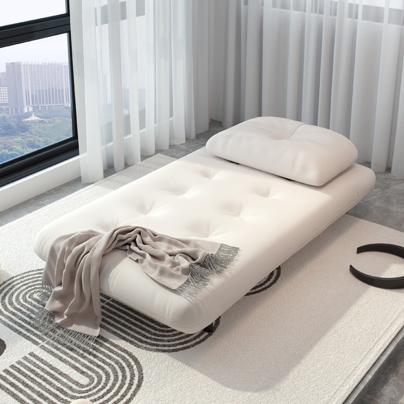 Glam Tufted Sofa Bed Fabric Upholstery Convertible Sofa in White