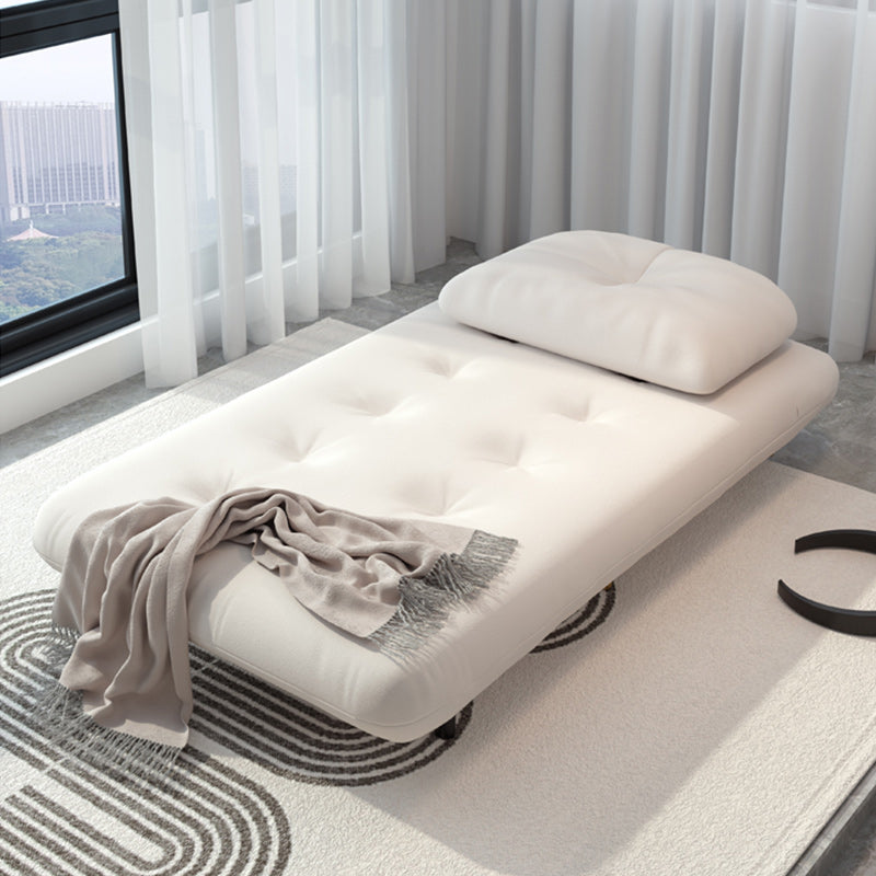 Glam Tufted Sofa Bed Fabric Upholstery Convertible Sofa in White