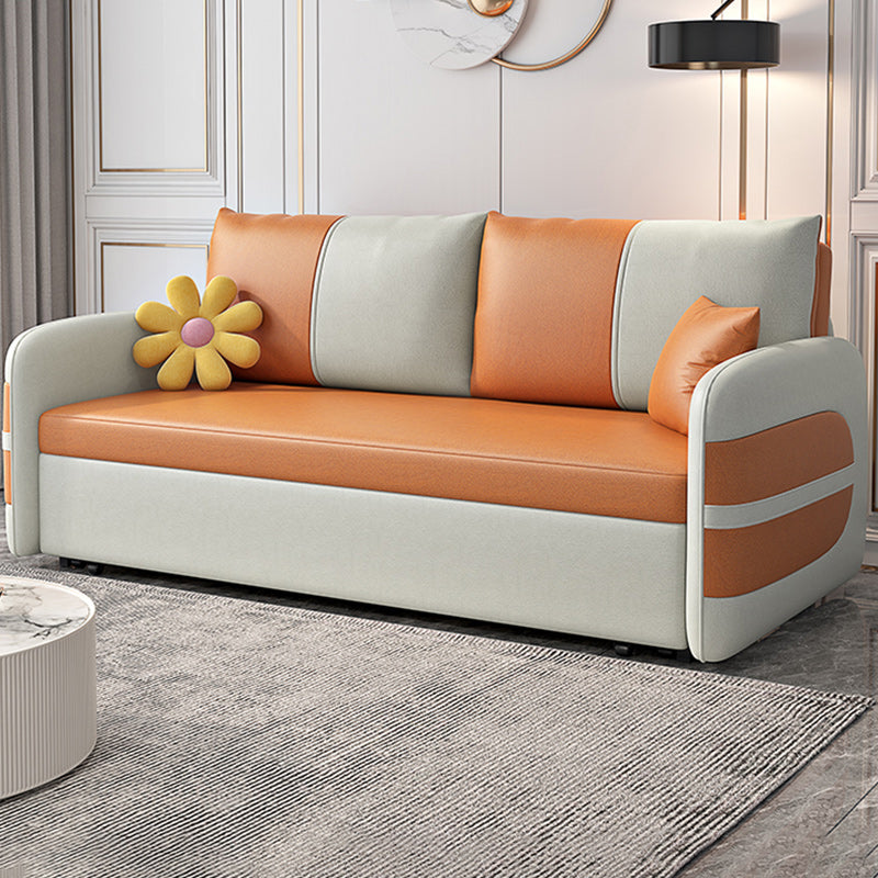 Scandinavain Futon Sofa Bed Faux Leather Storage Futon with Mattress