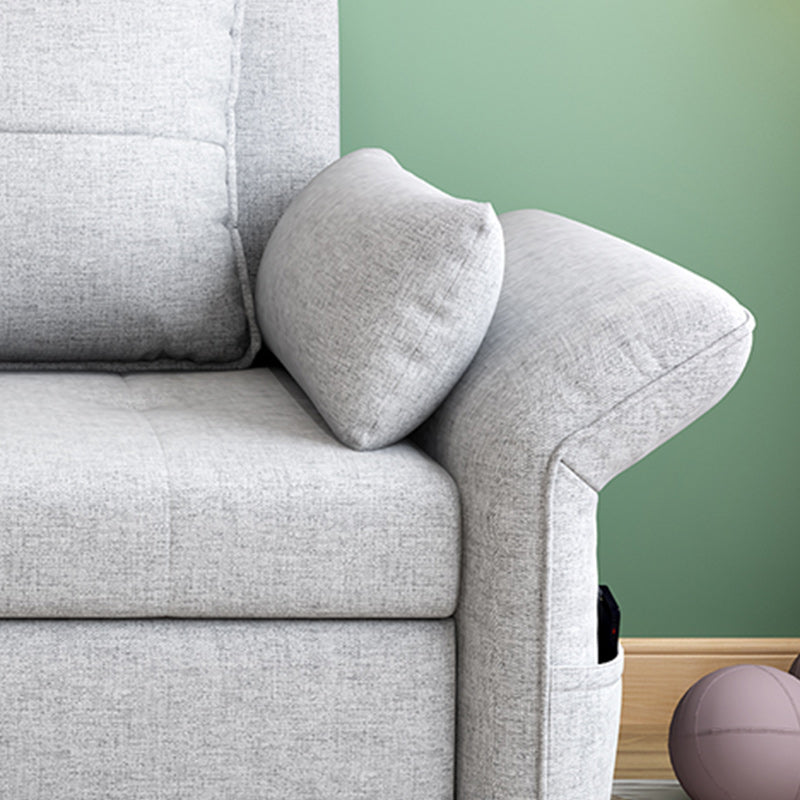 Modern Fabric Sleeper in Light Gray Flared Arm Futon And Mattress with Storage